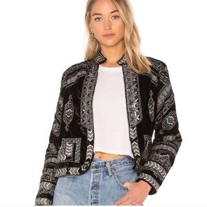 REVOLVE RAGA Black Velvet Embellished Coat